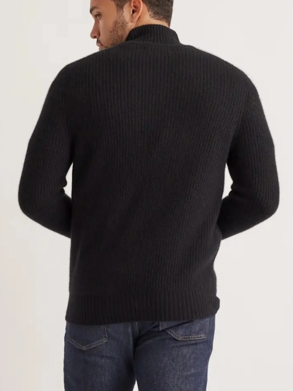 Quince Men’s Mongolian Cashmere Fisherman Full Zip Sweater